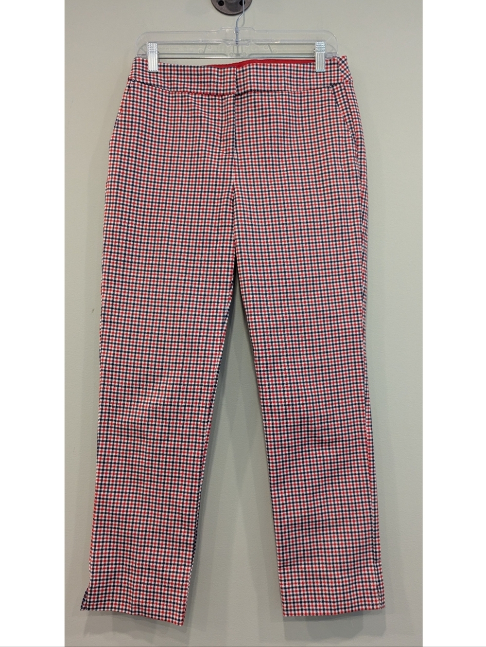 Boden Richmond 7/8 Trouser Pants In Red Blue Plaid Size 6 Regular